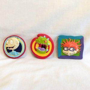 Vintage 1998 Viacom Rugrats Magnets Lot (3)-Tommy Pickles/Chuckie Finster/Reptar